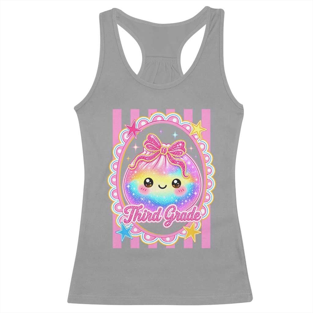 Kawaii Third Grade Glitter Dumpling Printed Graphic Racerback Tank Top Cute First Day Back To School for Students Teachers