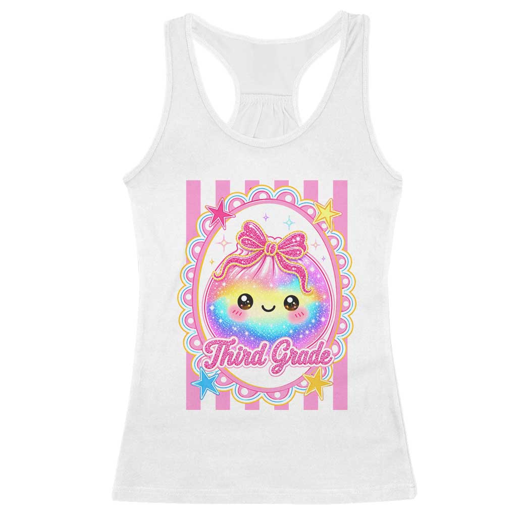 Kawaii Third Grade Glitter Dumpling Printed Graphic Racerback Tank Top Cute First Day Back To School for Students Teachers