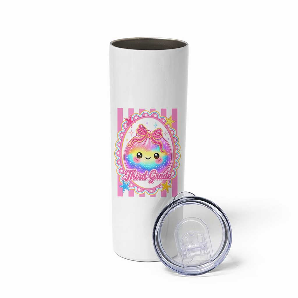 Kawaii Third Grade Glitter Dumpling Printed Graphic Skinny Tumbler Cute First Day Back To School for Students Teachers
