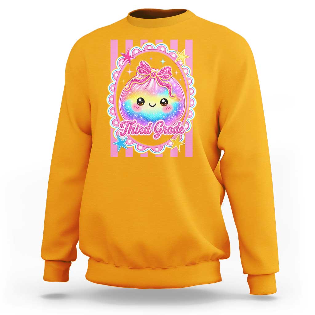 Kawaii Third Grade Glitter Dumpling Printed Graphic Sweatshirt Cute First Day Back To School for Students Teachers