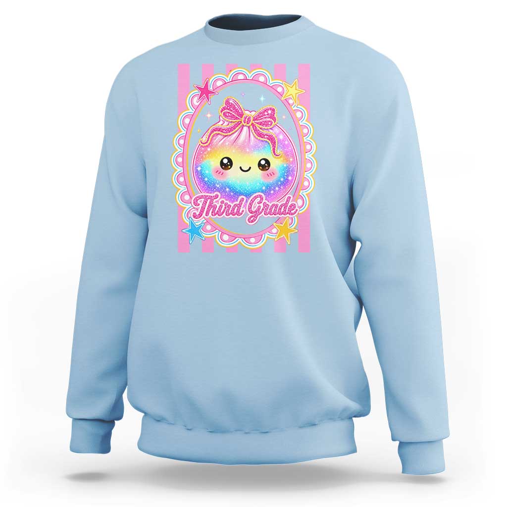 Kawaii Third Grade Glitter Dumpling Printed Graphic Sweatshirt Cute First Day Back To School for Students Teachers