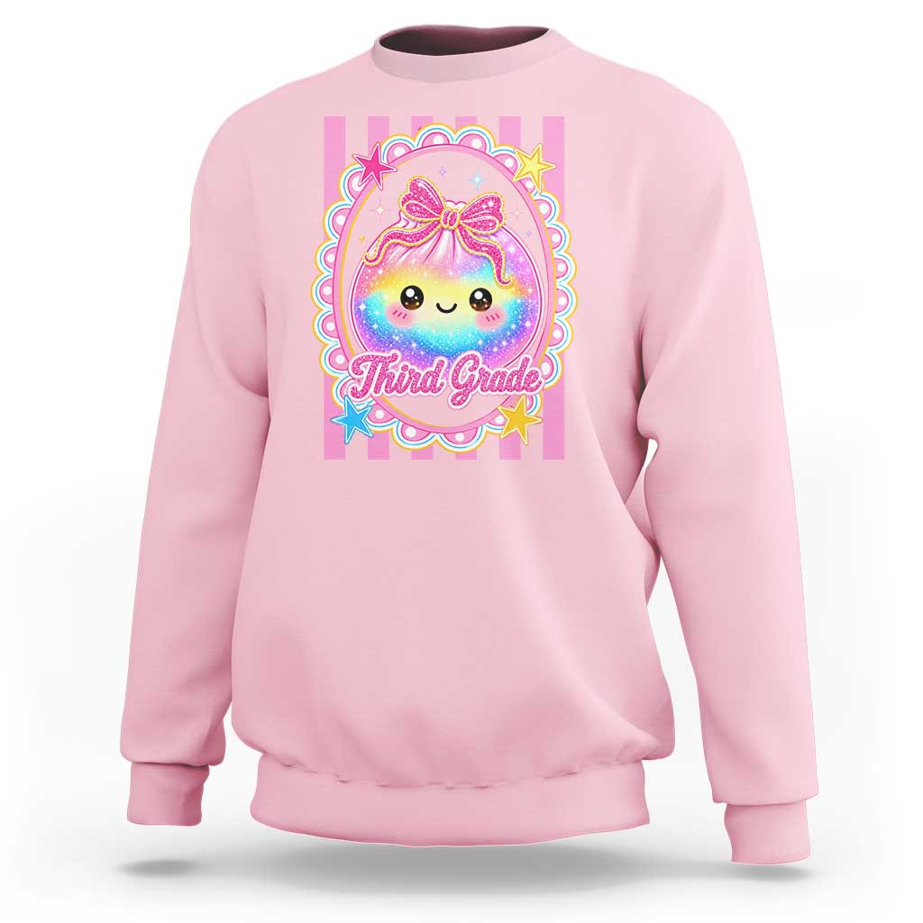 Kawaii Third Grade Glitter Dumpling Printed Graphic Sweatshirt Cute First Day Back To School for Students Teachers