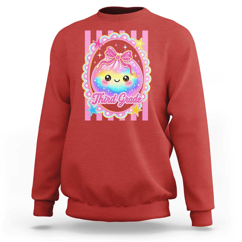 Kawaii Third Grade Glitter Dumpling Printed Graphic Sweatshirt Cute First Day Back To School for Students Teachers