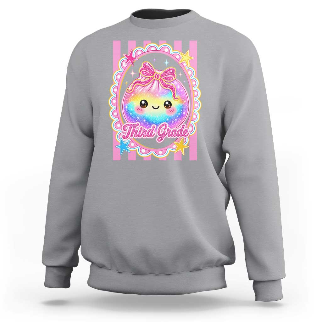 Kawaii Third Grade Glitter Dumpling Printed Graphic Sweatshirt Cute First Day Back To School for Students Teachers