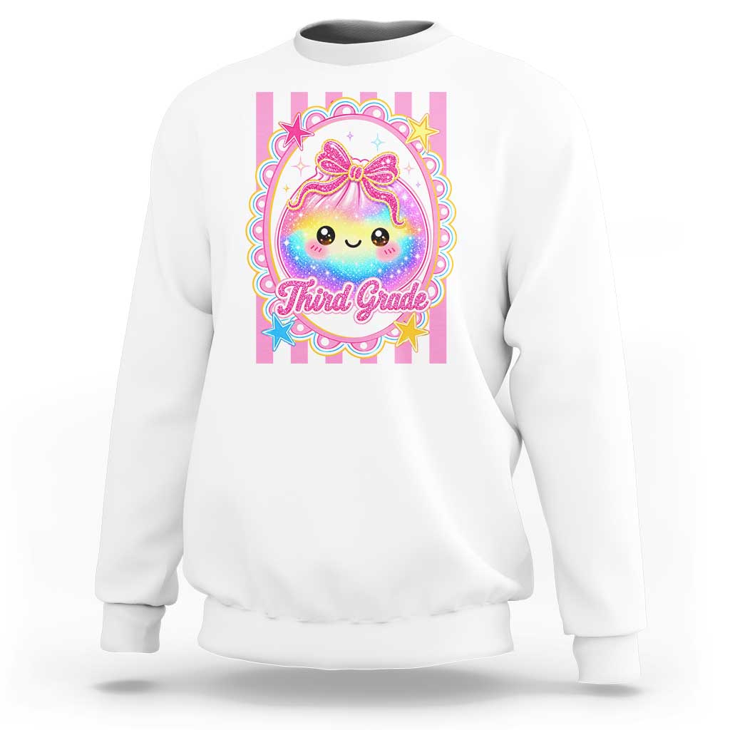 Kawaii Third Grade Glitter Dumpling Printed Graphic Sweatshirt Cute First Day Back To School for Students Teachers