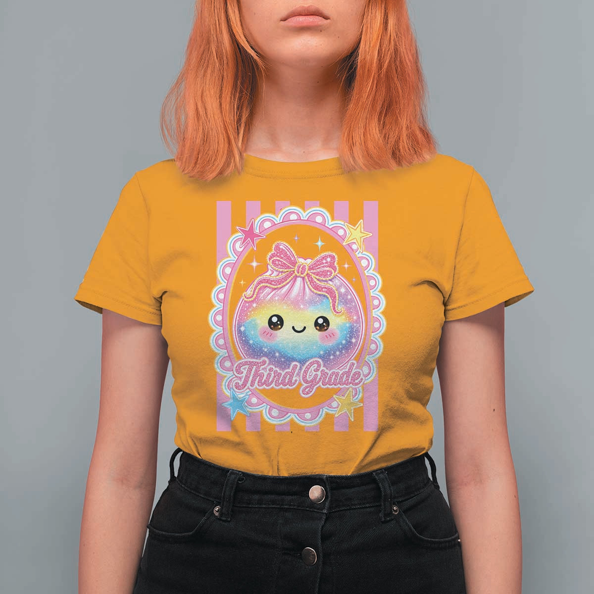 Kawaii Third Grade Glitter Dumpling Printed Graphic T Shirt For Women Cute First Day Back To School for Students Teachers