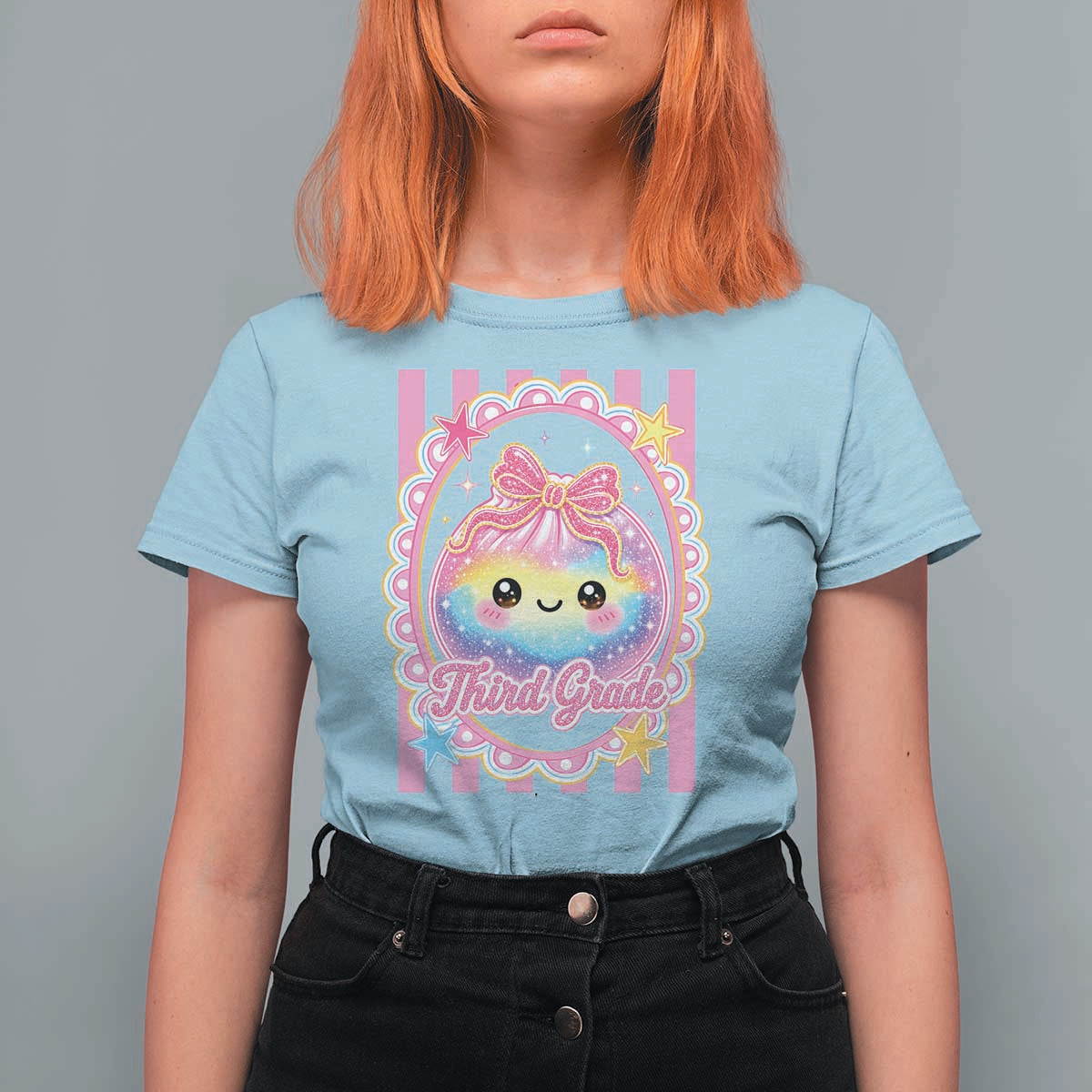 Kawaii Third Grade Glitter Dumpling Printed Graphic T Shirt For Women Cute First Day Back To School for Students Teachers