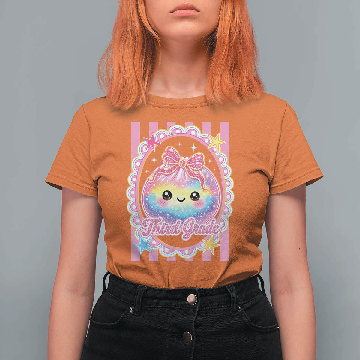 Kawaii Third Grade Glitter Dumpling Printed Graphic T Shirt For Women Cute First Day Back To School for Students Teachers