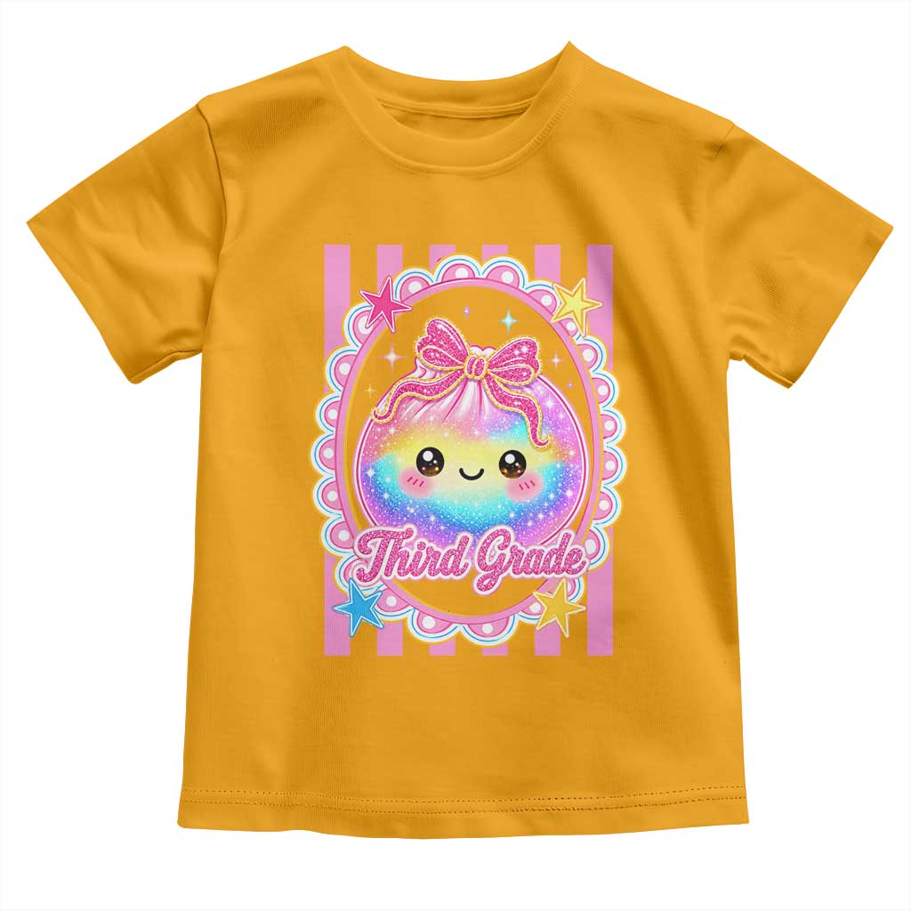 Kawaii Third Grade Glitter Dumpling Printed Graphic Toddler T Shirt Cute First Day Back To School for Students Teachers
