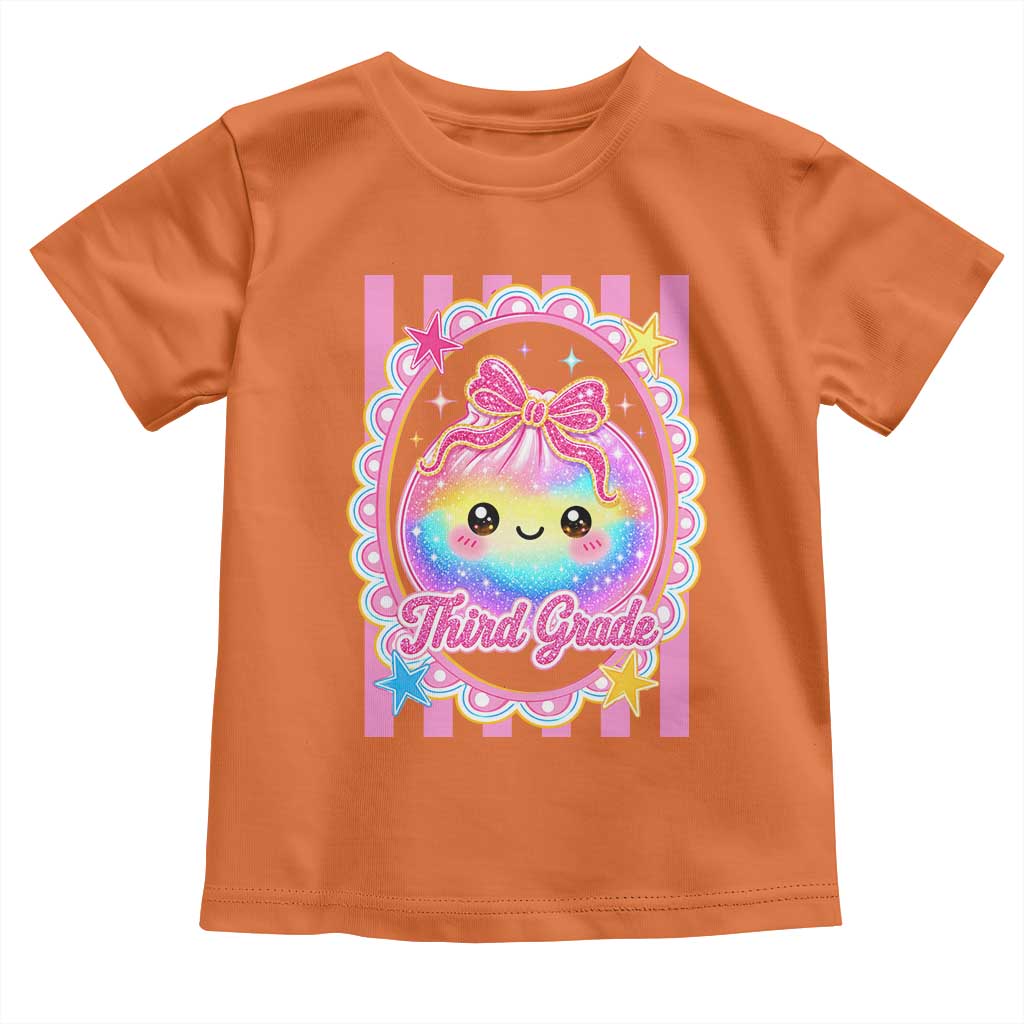Kawaii Third Grade Glitter Dumpling Printed Graphic Toddler T Shirt Cute First Day Back To School for Students Teachers