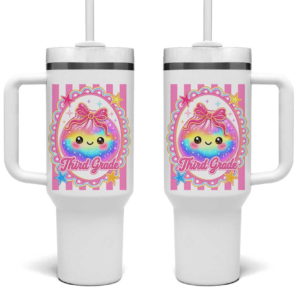 Kawaii Third Grade Glitter Dumpling Printed Graphic Tumbler With Handle Cute First Day Back To School for Students Teachers