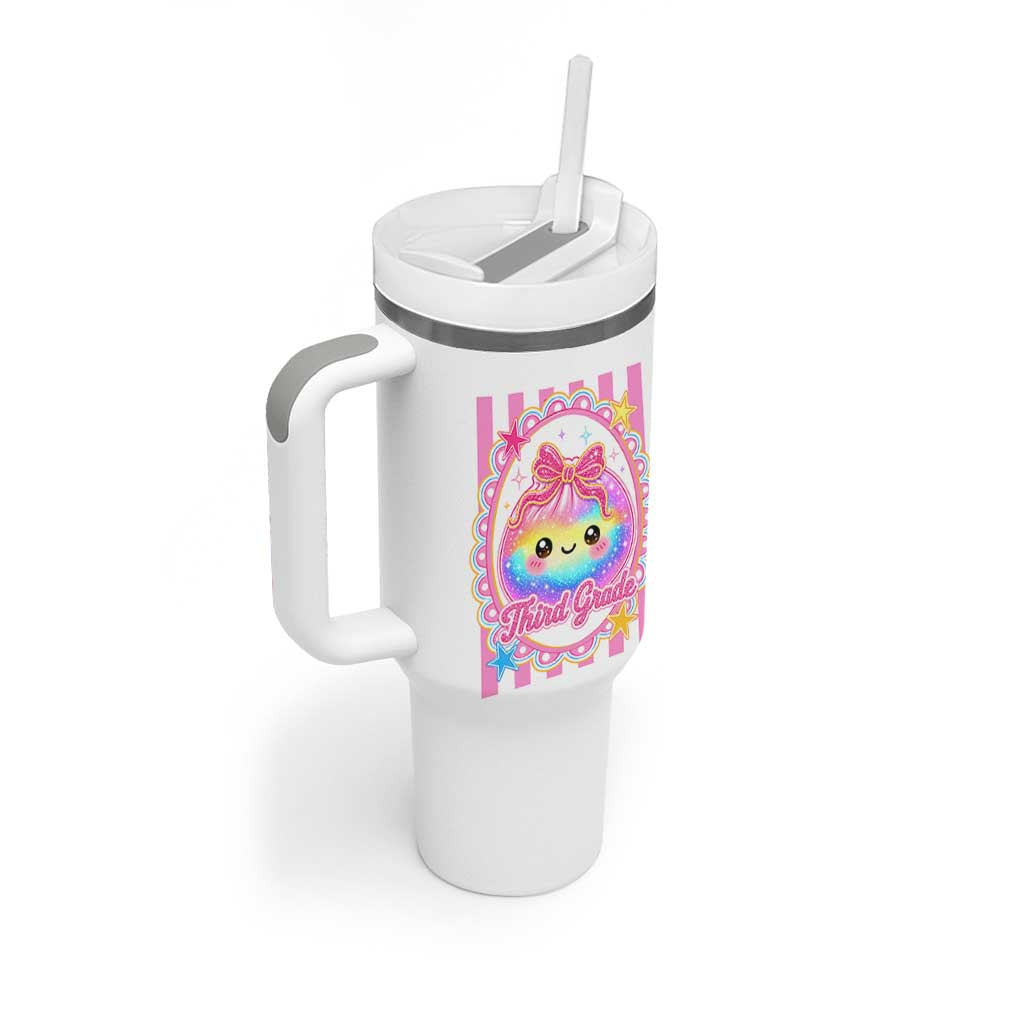 Kawaii Third Grade Glitter Dumpling Printed Graphic Tumbler With Handle Cute First Day Back To School for Students Teachers