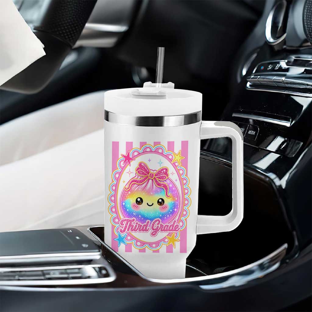 Kawaii Third Grade Glitter Dumpling Printed Graphic Tumbler With Handle Cute First Day Back To School for Students Teachers