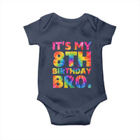 It is My 8th Birthday Bro Printed Tie Dye Graphic Baby Onesie 8 Years Old Bday Party Retro Hippie Rainbow