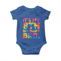 It is My 8th Birthday Bro Printed Tie Dye Graphic Baby Onesie 8 Years Old Bday Party Retro Hippie Rainbow