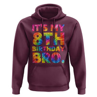 It is My 8th Birthday Bro Printed Tie Dye Graphic Hoodie 8 Years Old Bday Party Retro Hippie Rainbow
