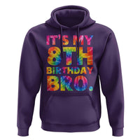 It is My 8th Birthday Bro Printed Tie Dye Graphic Hoodie 8 Years Old Bday Party Retro Hippie Rainbow