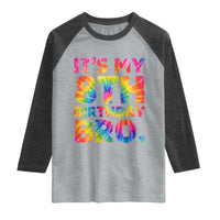 It is My 8th Birthday Bro Printed Tie Dye Graphic Raglan Shirt 8 Years Old Bday Party Retro Hippie Rainbow