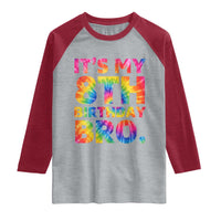 It is My 8th Birthday Bro Printed Tie Dye Graphic Raglan Shirt 8 Years Old Bday Party Retro Hippie Rainbow