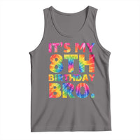 It is My 8th Birthday Bro Printed Tie Dye Graphic Tank Top 8 Years Old Bday Party Retro Hippie Rainbow