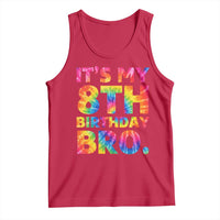 It is My 8th Birthday Bro Printed Tie Dye Graphic Tank Top 8 Years Old Bday Party Retro Hippie Rainbow