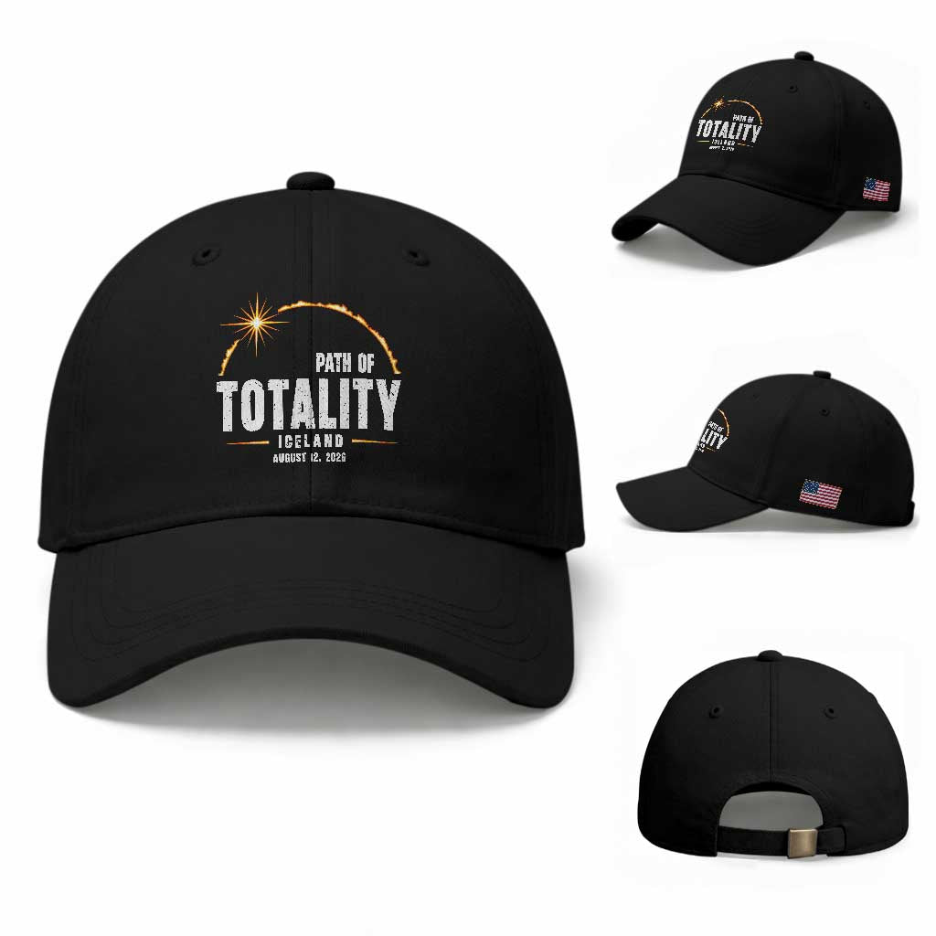 Path of Totality Iceland August 12 2026 Baseball Cap Total Solar Eclipse Astronomy Travel Gift