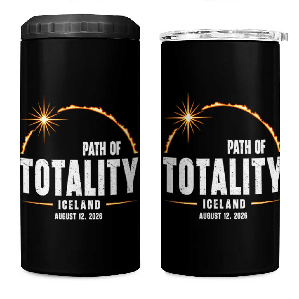 Path of Totality Iceland August 12 2026 4 in 1 Can Cooler Tumbler Total Solar Eclipse Astronomy Travel Gift