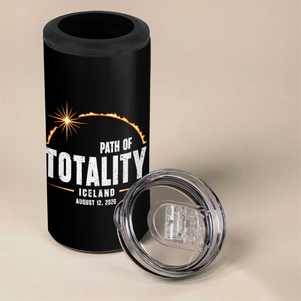 Path of Totality Iceland August 12 2026 4 in 1 Can Cooler Tumbler Total Solar Eclipse Astronomy Travel Gift