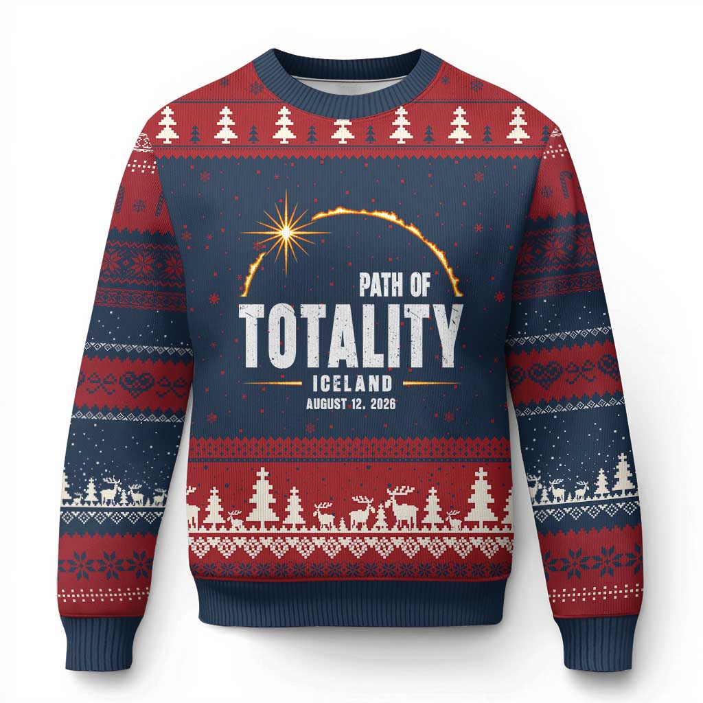 Path of Totality Iceland August 12 2026 Ugly Christmas Sweater Total Solar Eclipse Astronomy Travel Gift