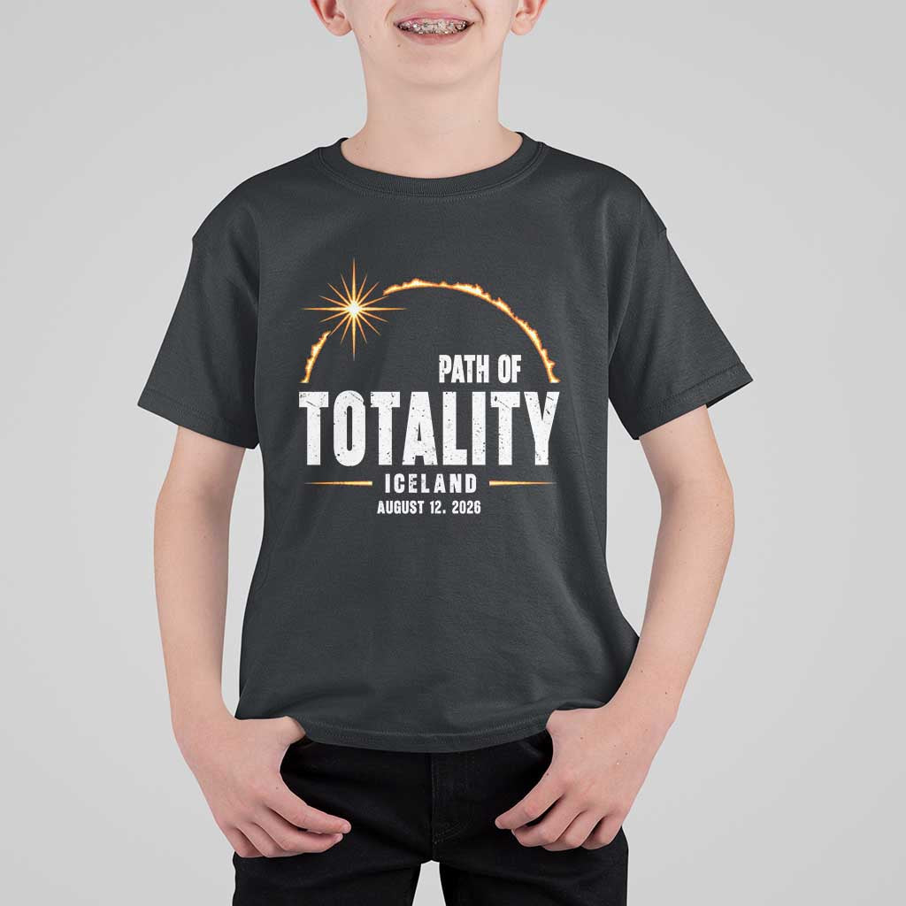 Path of Totality Iceland August 12 2026 T Shirt For Kid Total Solar Eclipse Astronomy Travel Gift