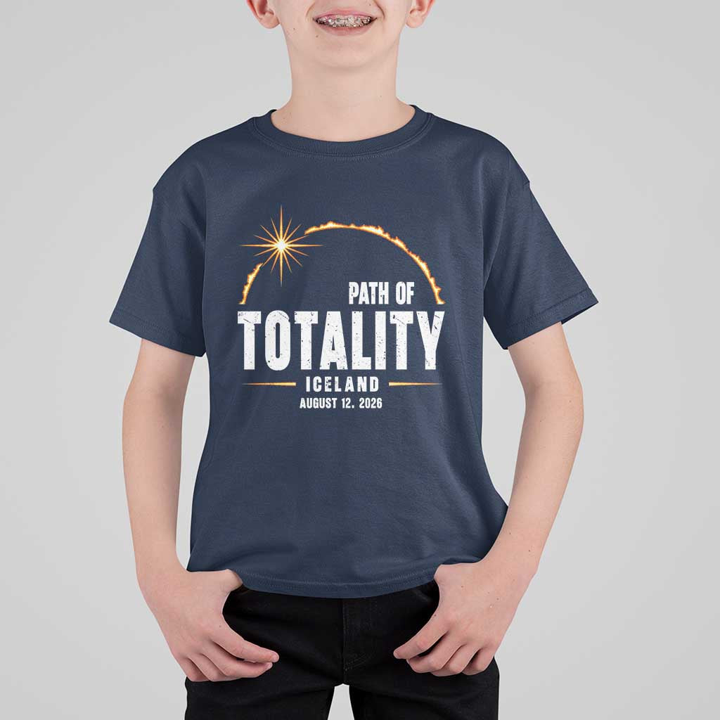 Path of Totality Iceland August 12 2026 T Shirt For Kid Total Solar Eclipse Astronomy Travel Gift
