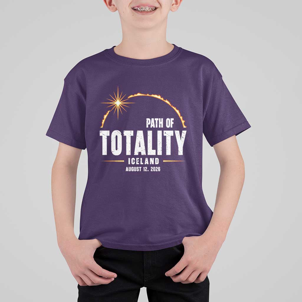 Path of Totality Iceland August 12 2026 T Shirt For Kid Total Solar Eclipse Astronomy Travel Gift
