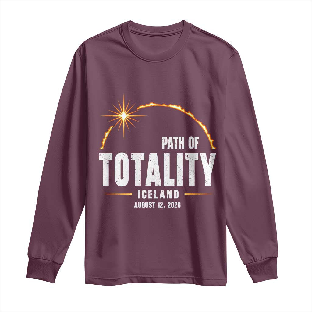 Path of Totality Iceland August 12 2026 Long Sleeve Shirt Total Solar Eclipse Astronomy Travel Gift