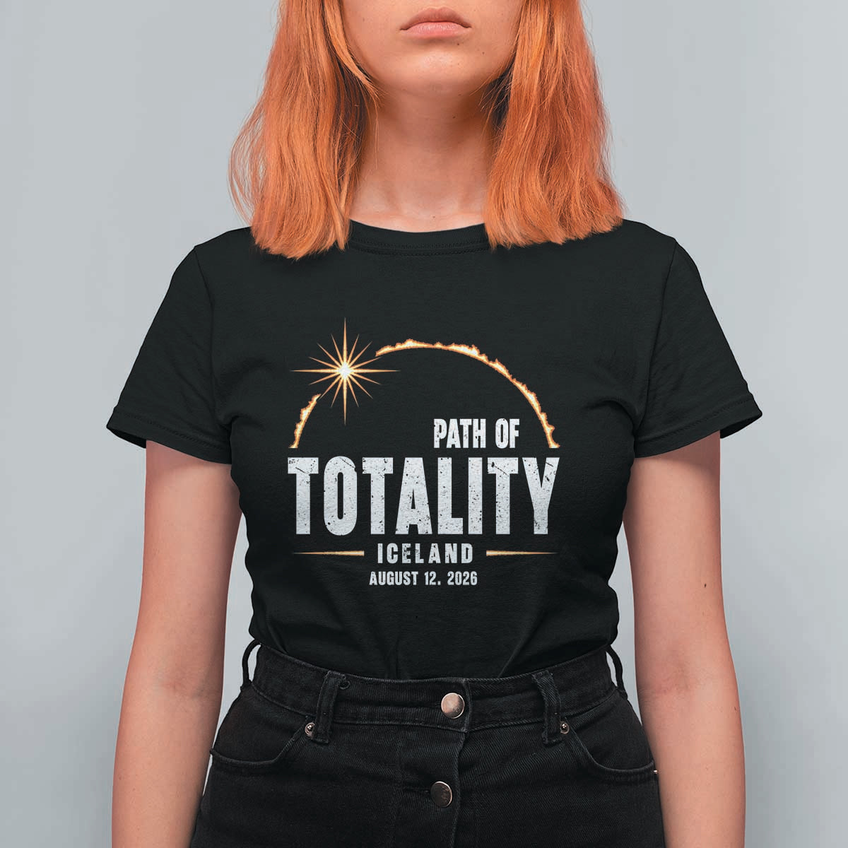 Path of Totality Iceland August 12 2026 T Shirt For Women Total Solar Eclipse Astronomy Travel Gift