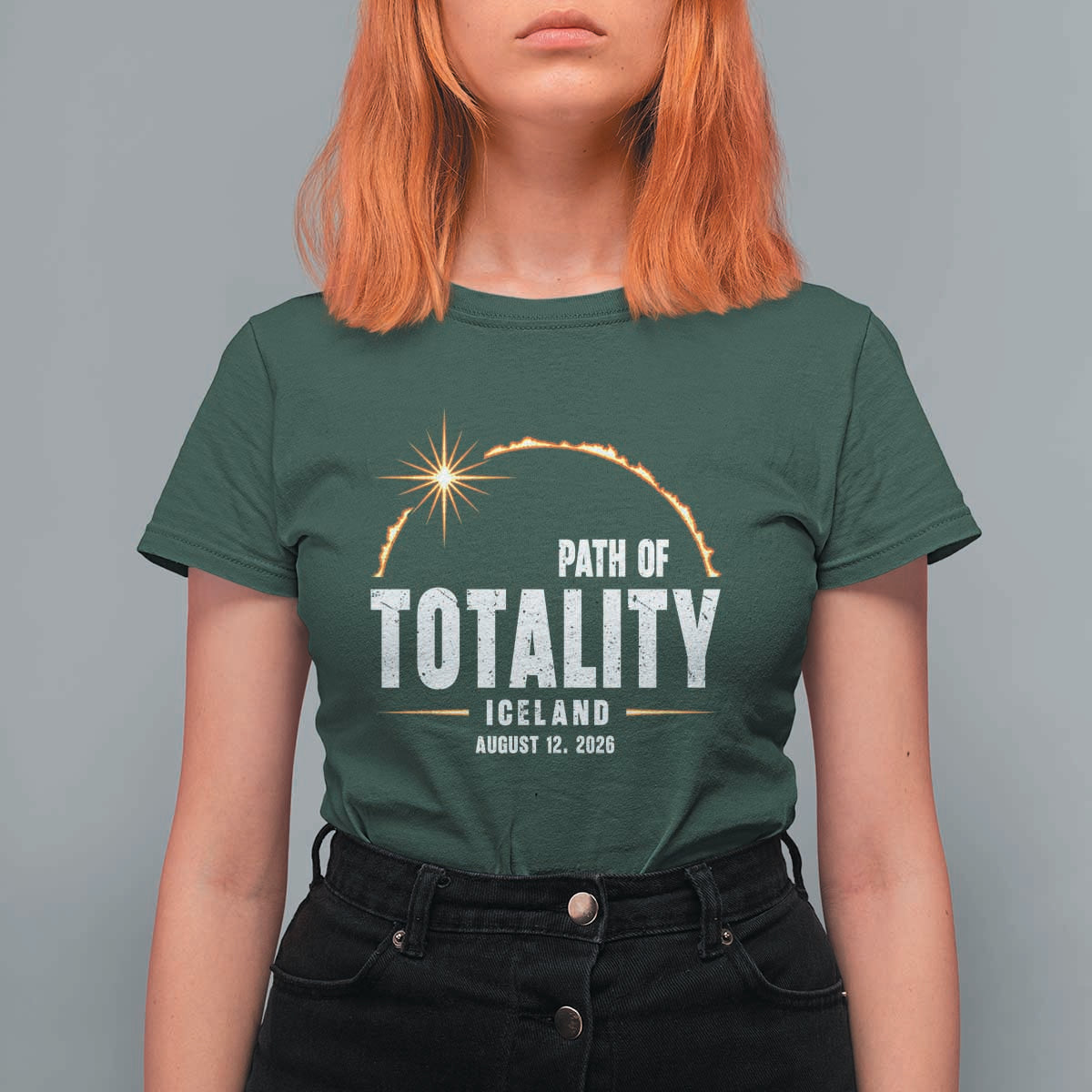 Path of Totality Iceland August 12 2026 T Shirt For Women Total Solar Eclipse Astronomy Travel Gift