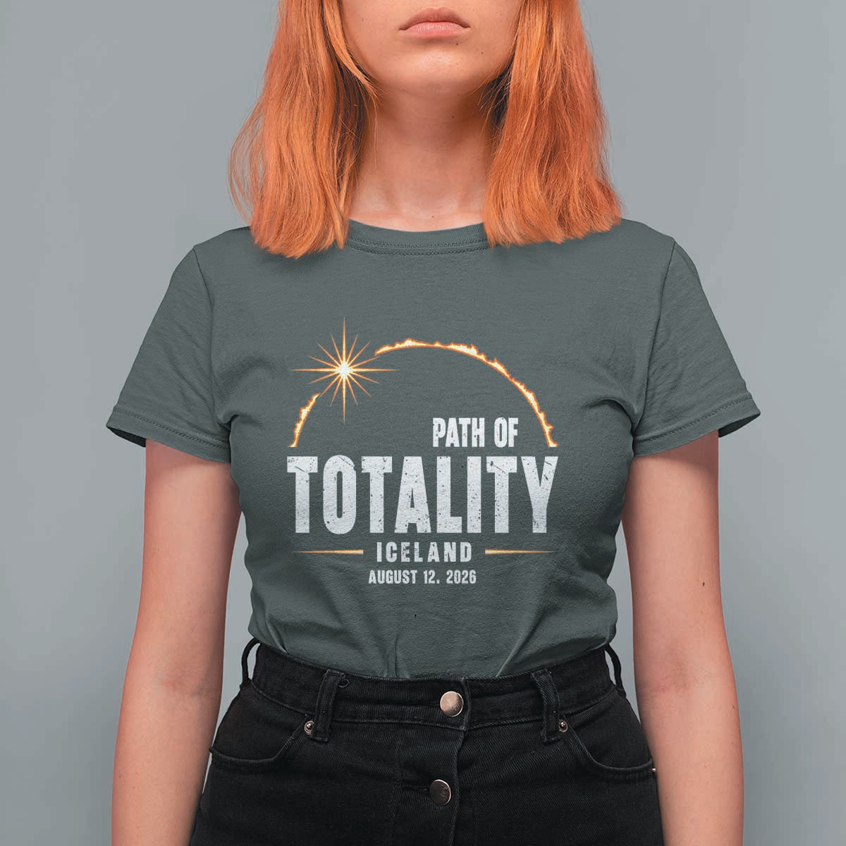 Path of Totality Iceland August 12 2026 T Shirt For Women Total Solar Eclipse Astronomy Travel Gift