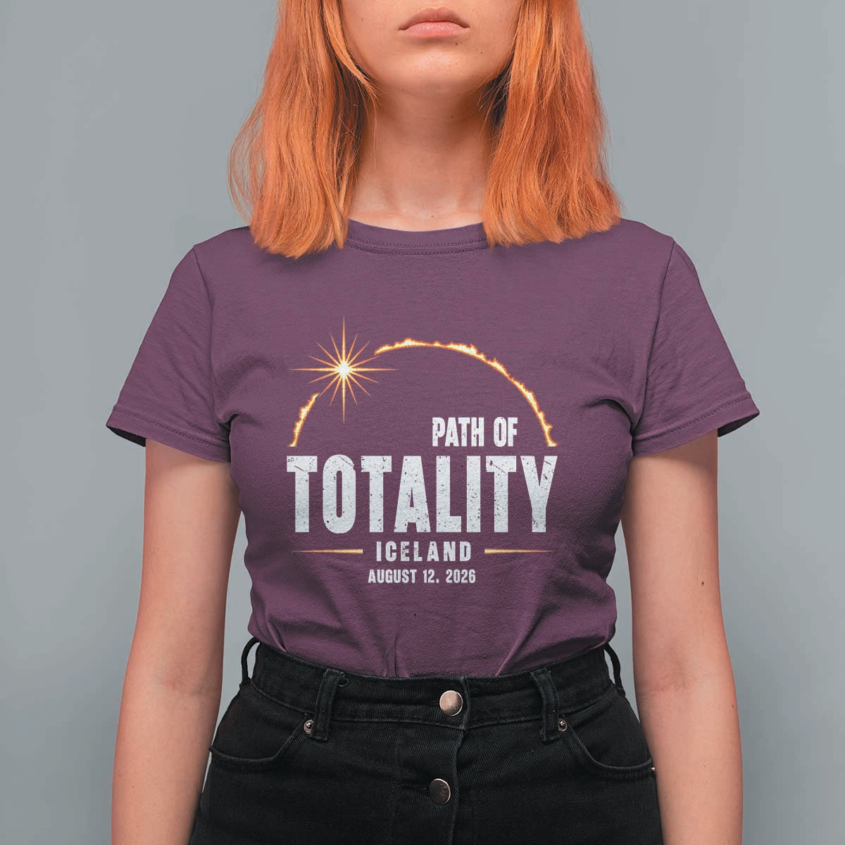Path of Totality Iceland August 12 2026 T Shirt For Women Total Solar Eclipse Astronomy Travel Gift