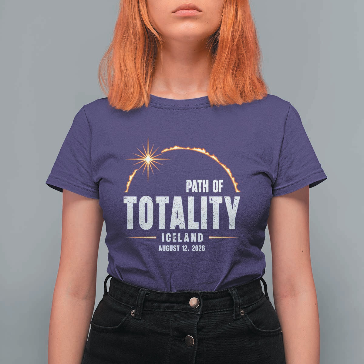 Path of Totality Iceland August 12 2026 T Shirt For Women Total Solar Eclipse Astronomy Travel Gift