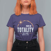 Path of Totality Iceland August 12 2026 T Shirt For Women Total Solar Eclipse Astronomy Travel Gift
