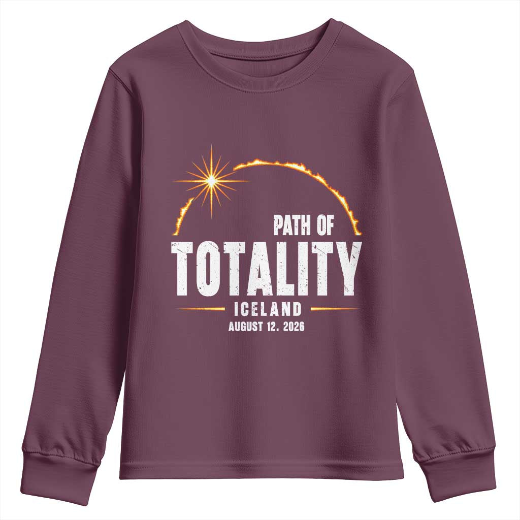 Path of Totality Iceland August 12 2026 Youth Sweatshirt Total Solar Eclipse Astronomy Travel Gift