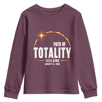 Path of Totality Iceland August 12 2026 Youth Sweatshirt Total Solar Eclipse Astronomy Travel Gift