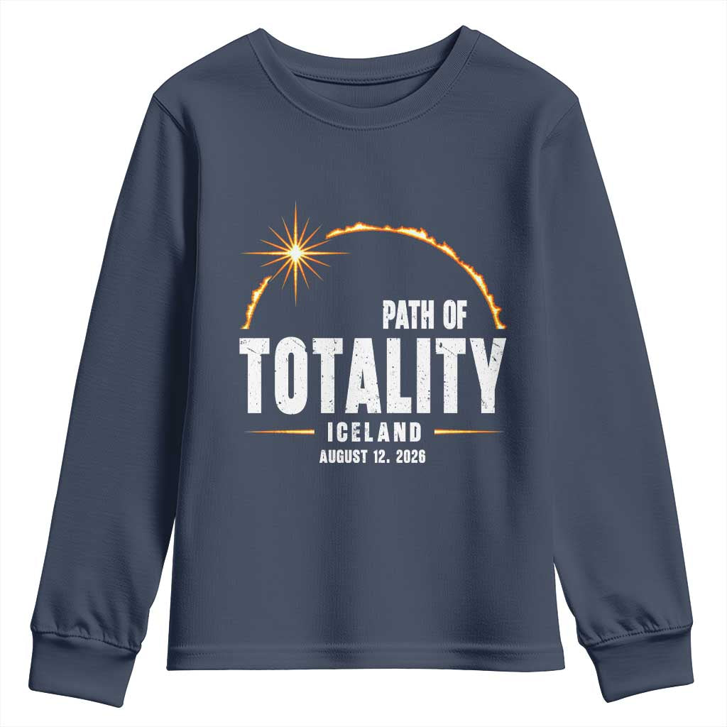 Path of Totality Iceland August 12 2026 Youth Sweatshirt Total Solar Eclipse Astronomy Travel Gift