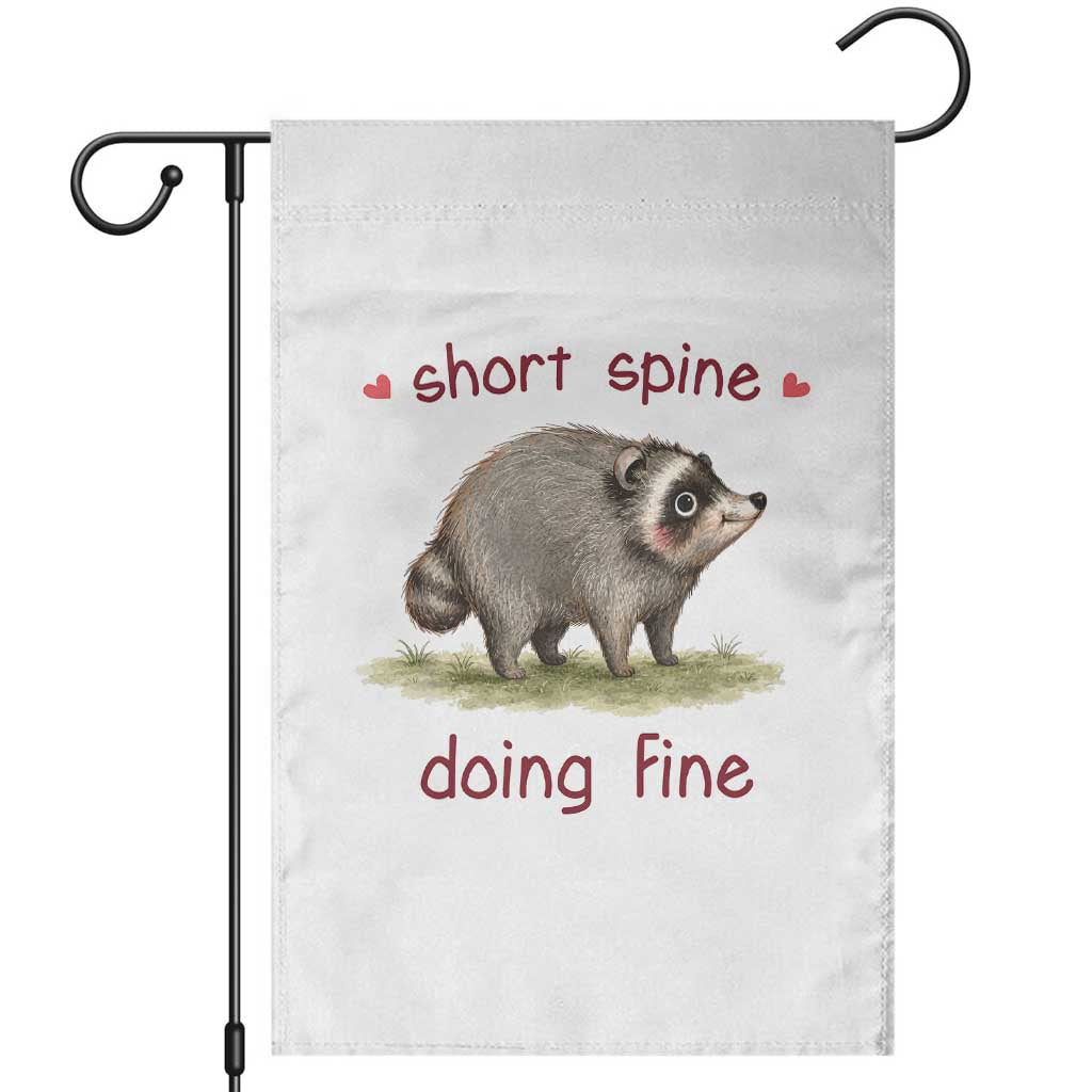 Cute Watercolor Jimothy the Raccoon Inspirational Garden Flag Short Spine Doing Fine Viral Seattle Trash Panda Supporter