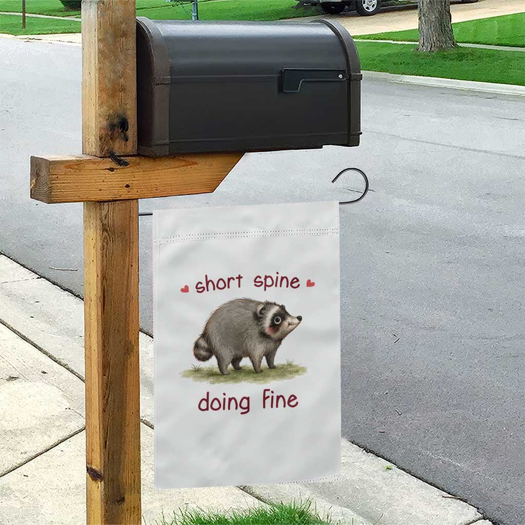 Cute Watercolor Jimothy the Raccoon Inspirational Garden Flag Short Spine Doing Fine Viral Seattle Trash Panda Supporter