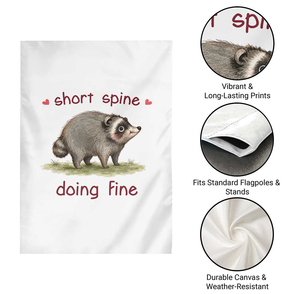 Cute Watercolor Jimothy the Raccoon Inspirational Garden Flag Short Spine Doing Fine Viral Seattle Trash Panda Supporter