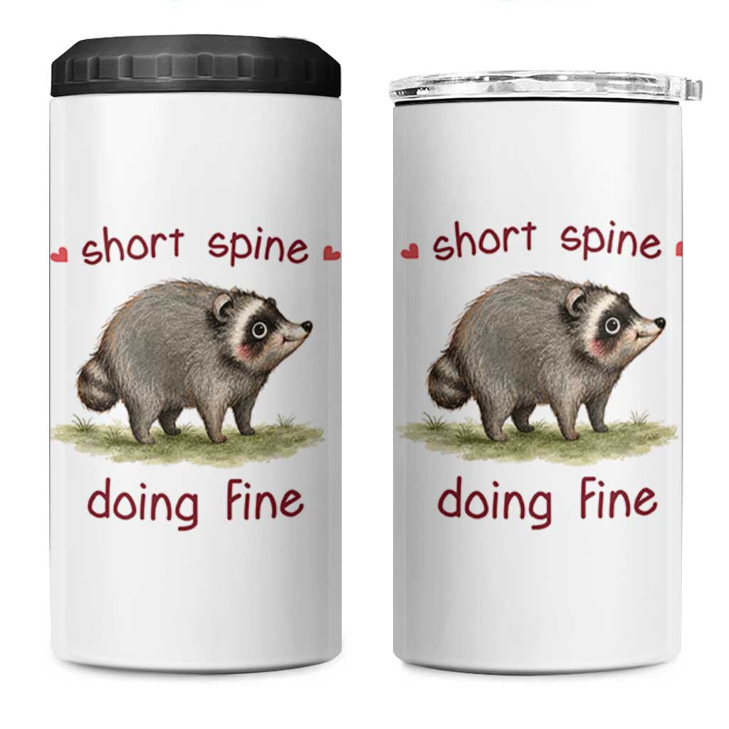 Cute Watercolor Jimothy the Raccoon Inspirational 4 in 1 Can Cooler Tumbler Short Spine Doing Fine Viral Seattle Trash Panda Supporter