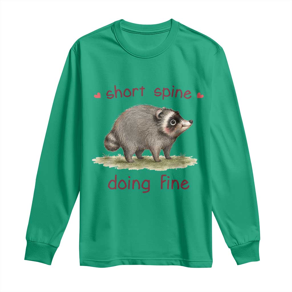 Cute Watercolor Jimothy the Raccoon Inspirational Long Sleeve Shirt Short Spine Doing Fine Viral Seattle Trash Panda Supporter