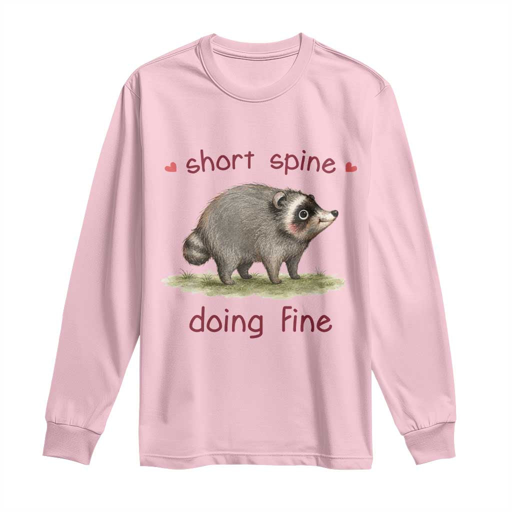 Cute Watercolor Jimothy the Raccoon Inspirational Long Sleeve Shirt Short Spine Doing Fine Viral Seattle Trash Panda Supporter