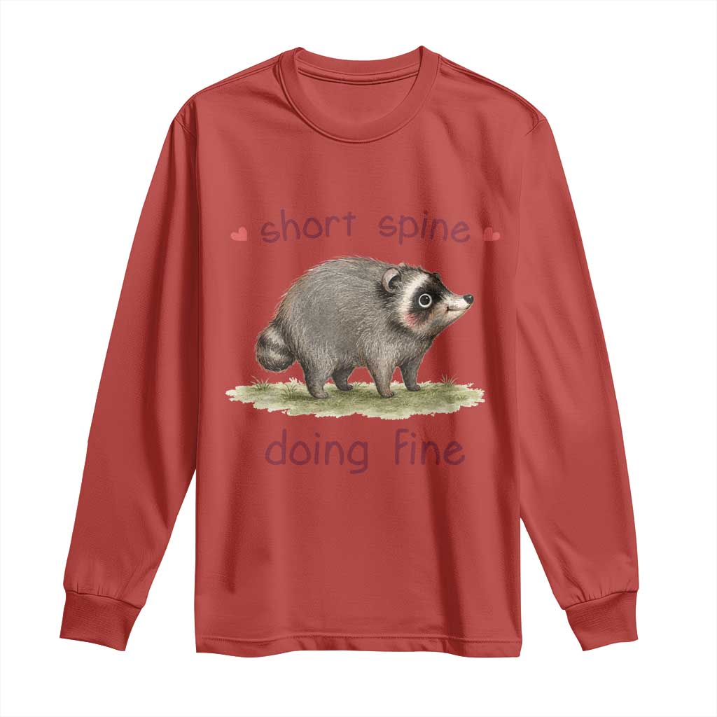 Cute Watercolor Jimothy the Raccoon Inspirational Long Sleeve Shirt Short Spine Doing Fine Viral Seattle Trash Panda Supporter