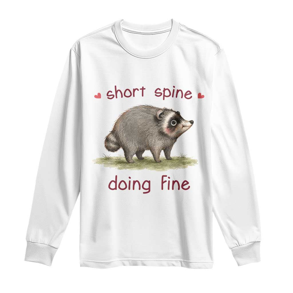 Cute Watercolor Jimothy the Raccoon Inspirational Long Sleeve Shirt Short Spine Doing Fine Viral Seattle Trash Panda Supporter